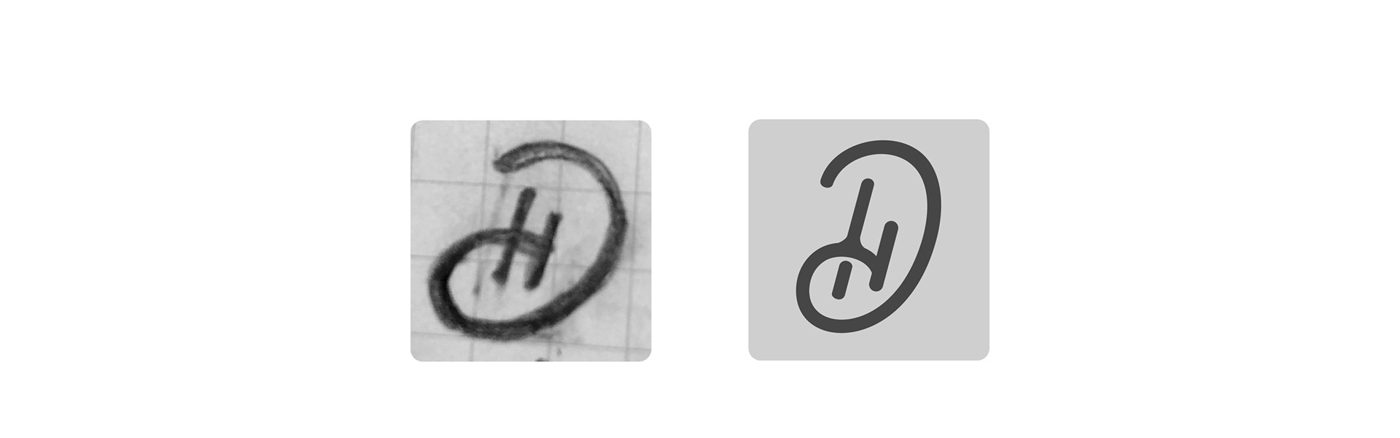 Dax + Honey Branding: Original hand sketch and the refined monogram
