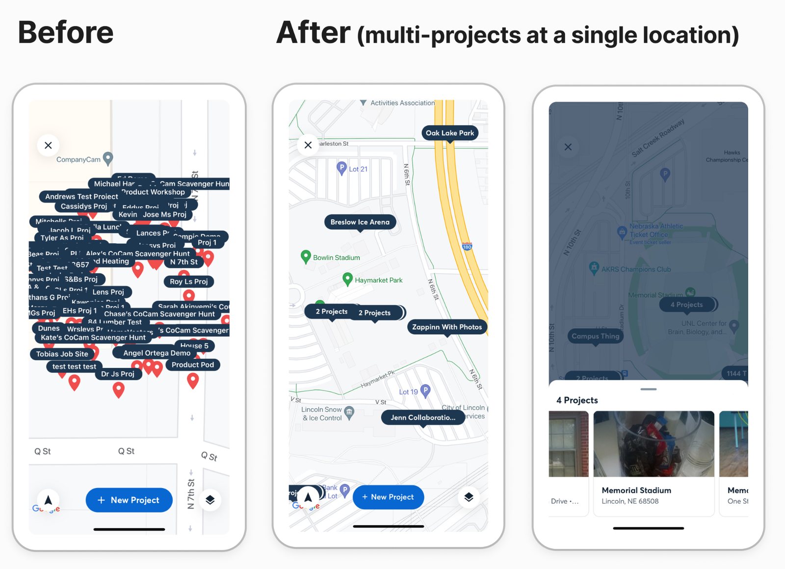 Maps Feature Enhancement: Mobile: before and after