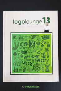 Animated clip of the LogoLounge Book 13 cover: its holographic foil shifts through green, blue and pink as the light moves