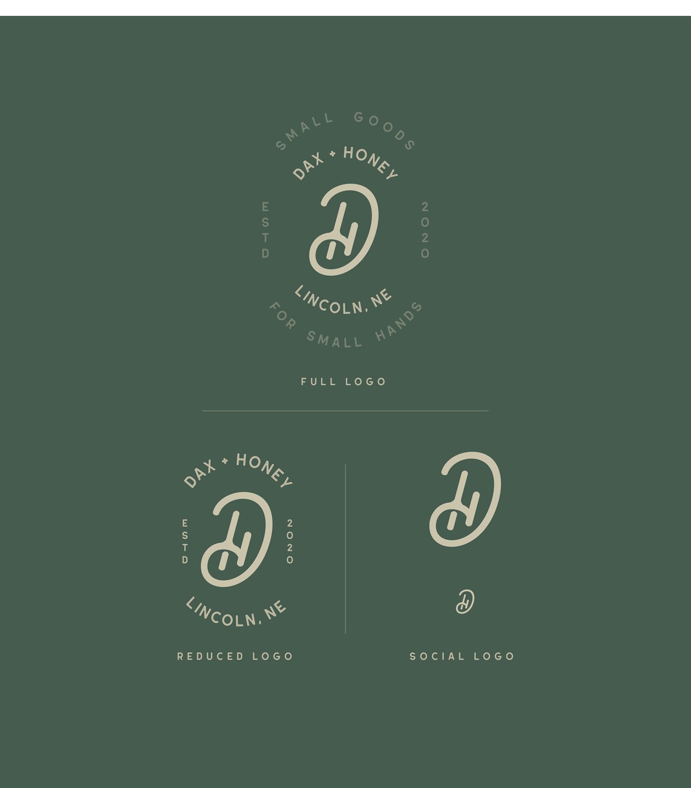 Dax + Honey Branding: Full logo, reduced logo, and social mark