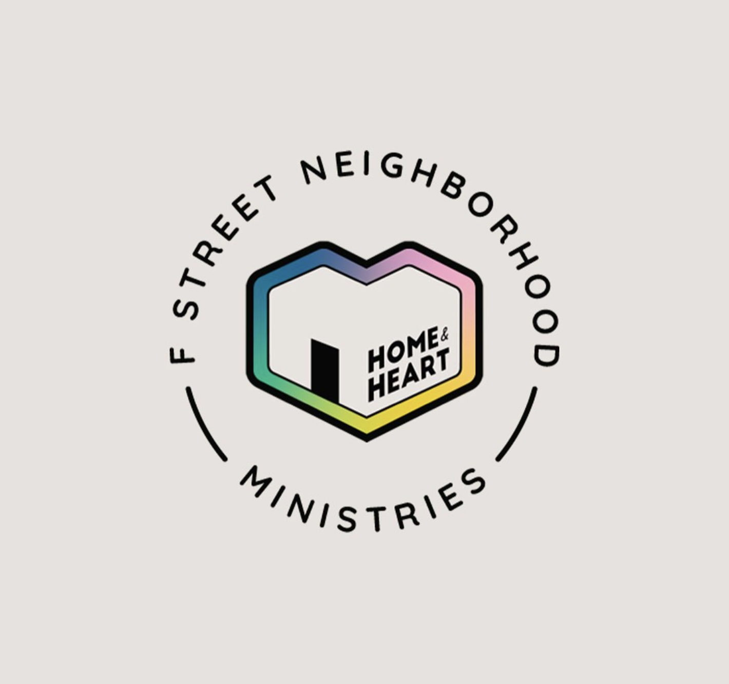 F Street Neighborhood Ministries Home and Heart logo with gradient house-heart mark